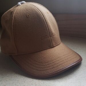 Coach Tan Wool Baseball Cap with Dark Brown Trim